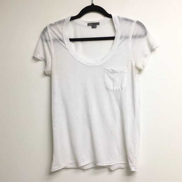 VINCE Slub Sheer Crew Neck Short Sleeve T-Shirt White S - Picture 2 of 4